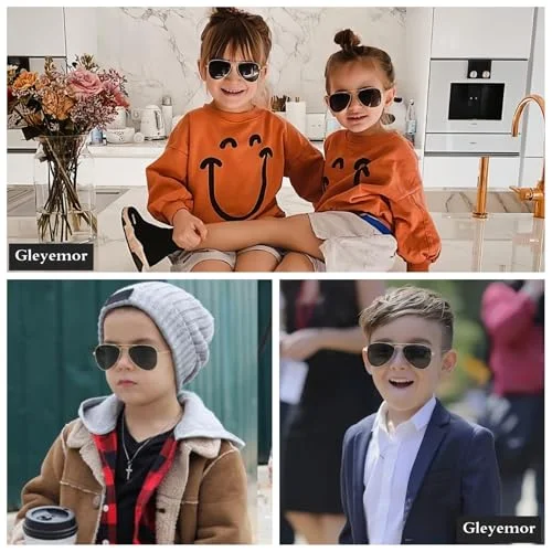 Aviator Sunglasses For Kids Boys Girls Baby Children Toddler Eye Glasses Case 3