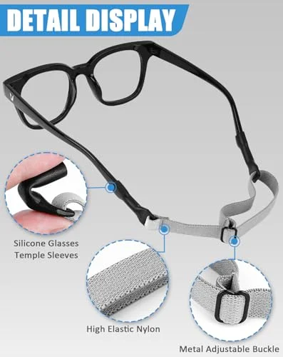 BILIONE Upgrade Glasses Strap for Sports No Tail Adjustable Sunglasses Strap for Men, Kids, Boys, Elastic Eyeglasses Headband, Pack of 4 4