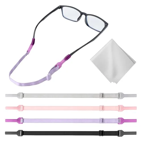 Buyisgle Kids Eye Glasses Strap - No Tail Sunglasses Straps Cords for Boys Toddler and Girls - Eyeglass Holders Around Neck - Adjustable Eyewear String Lanyard Retainer - 4 PCS(10.5 Inch