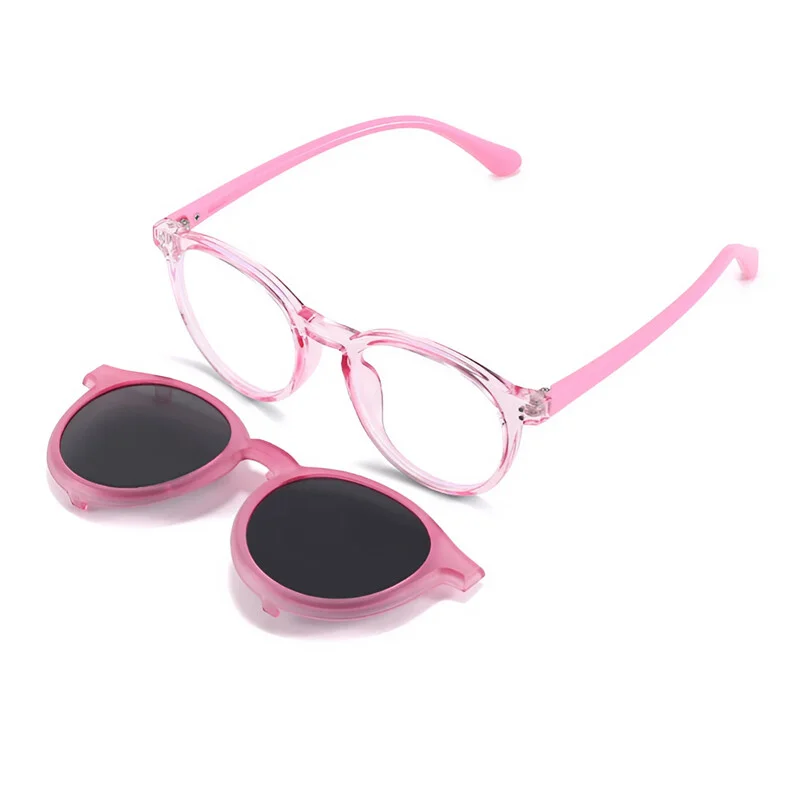 Flexible Girl Boy Eyeglass Frame Glasses Eyewear Rx + Polarized sunglasses lens