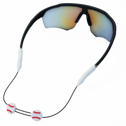 Pilotfish Basics Glasses Strap, No Tail Eyeglass Holder Adjustable Kids Glasses Strap, Anti Slip Sports Glasses Holder Ultra Comfort Sunglasses Eyeglasses Strap for Boys and Girls (Baseball, 12 Inch)