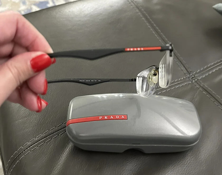 Prada Sport Eyeglasses. AUTH black, Rimless Frames & Original Case. Unisex