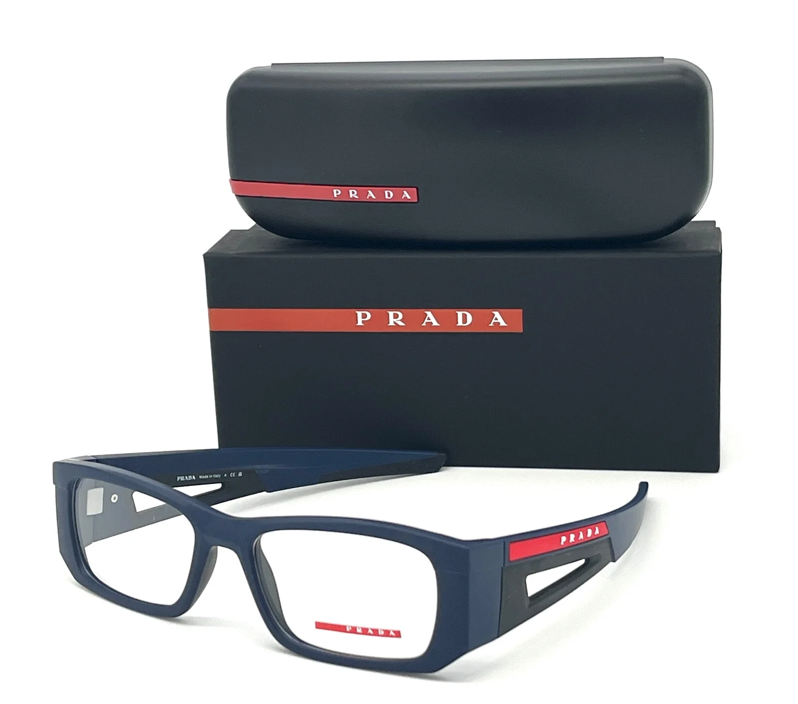 Prada Sport PS 03PV MAG1O1 Matte Blue Black / Demo Lens 55mm Eyeglasses